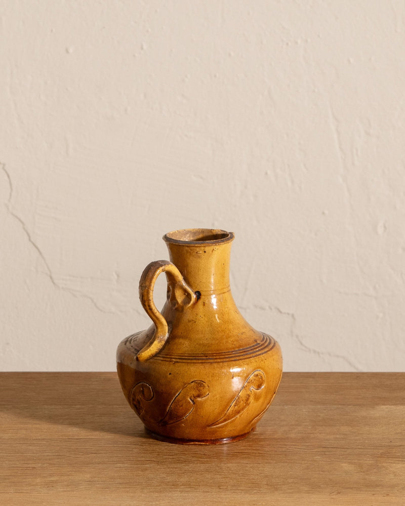 Mid Century Ochre Studio Pottery Pitcher - Lone Fox