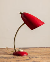 Mid Century Red Enamel Table Lamp, Italy, 1950's - Lone Fox