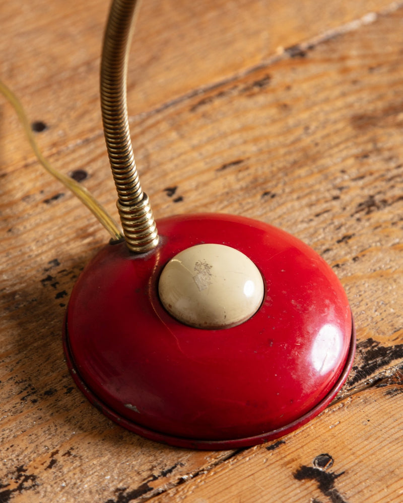 Mid Century Red Enamel Table Lamp, Italy, 1950's - Lone Fox
