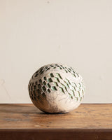 Mid Century Round Geometric Studio Pottery Lidded Ball, Signed - Lone Fox