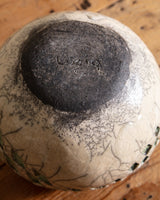 Mid Century Round Geometric Studio Pottery Lidded Ball, Signed - Lone Fox
