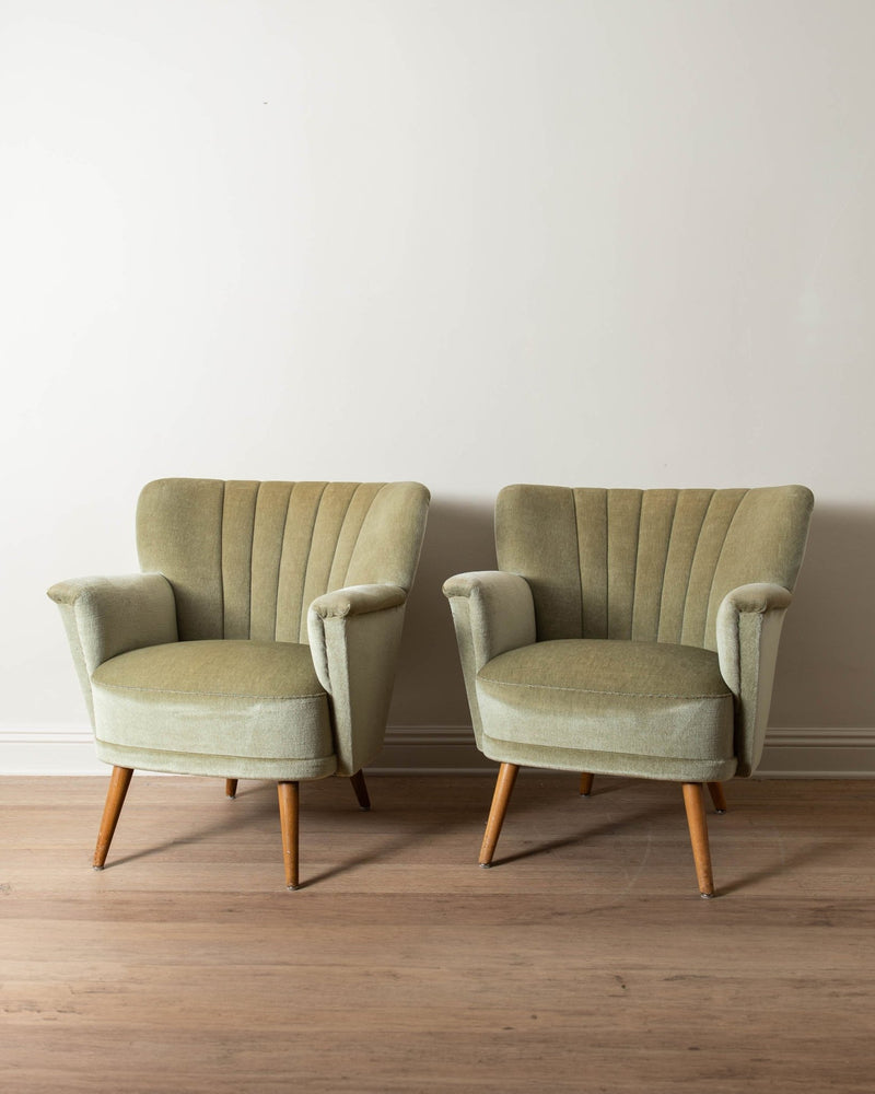 Mid Century Scandinavian Mohair Cocktail Chairs (Pair) - Lone Fox