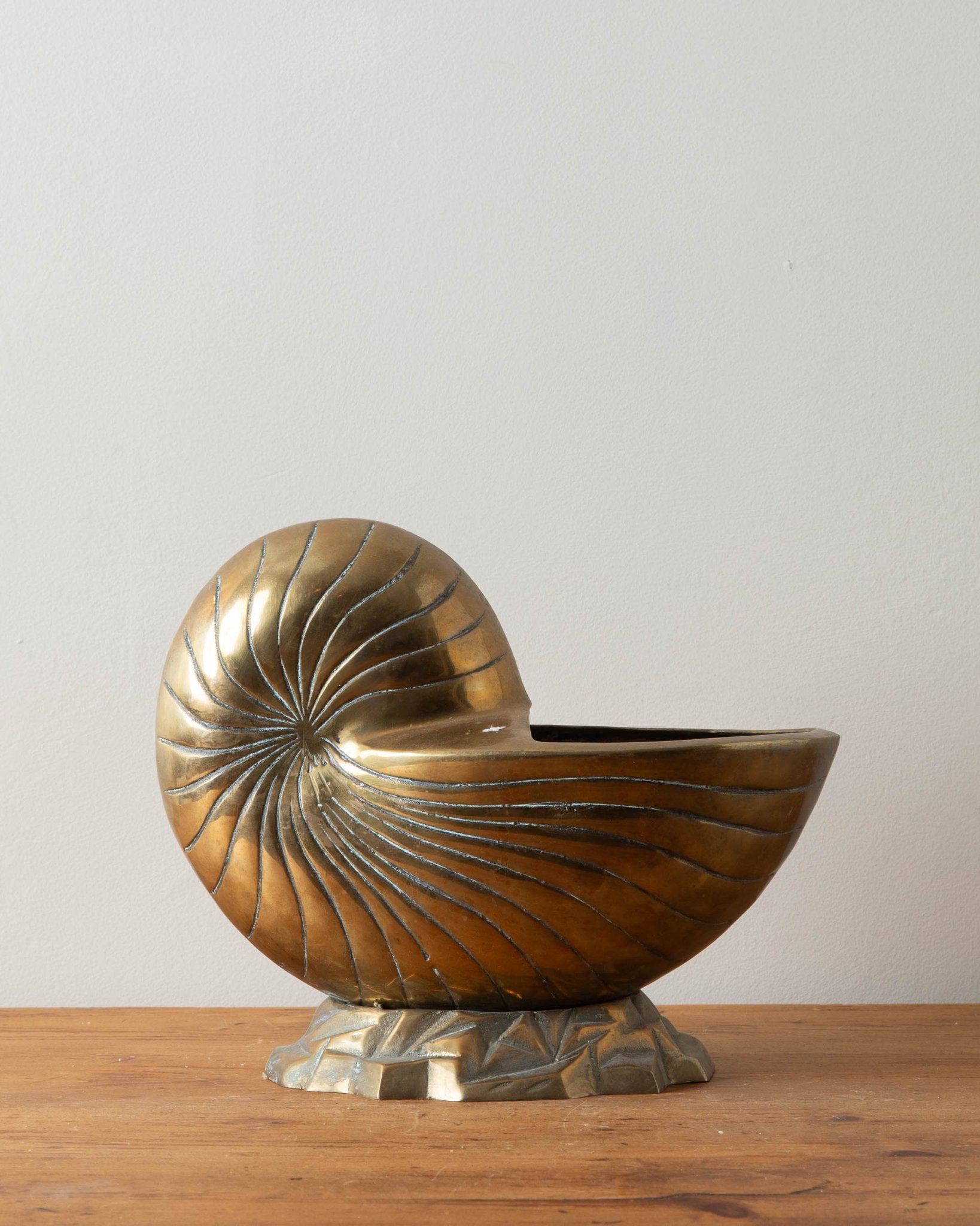 Mid Century Solid Brass Shell Pot - Lone Fox