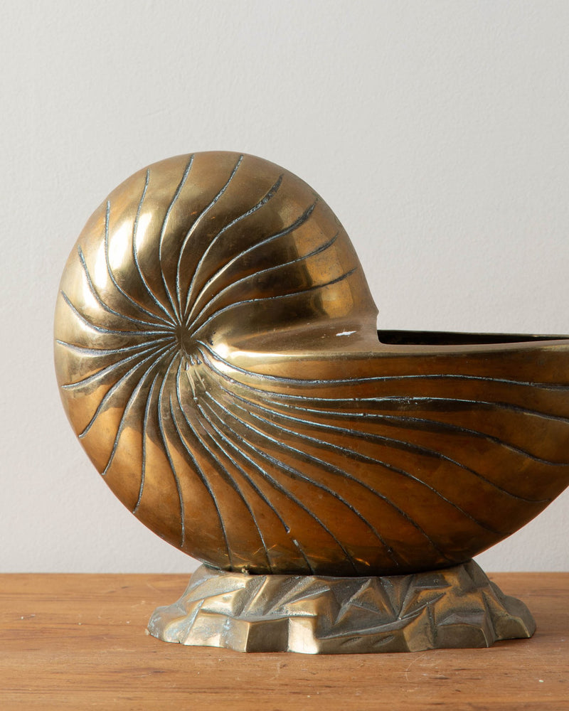 Mid Century Solid Brass Shell Pot - Lone Fox