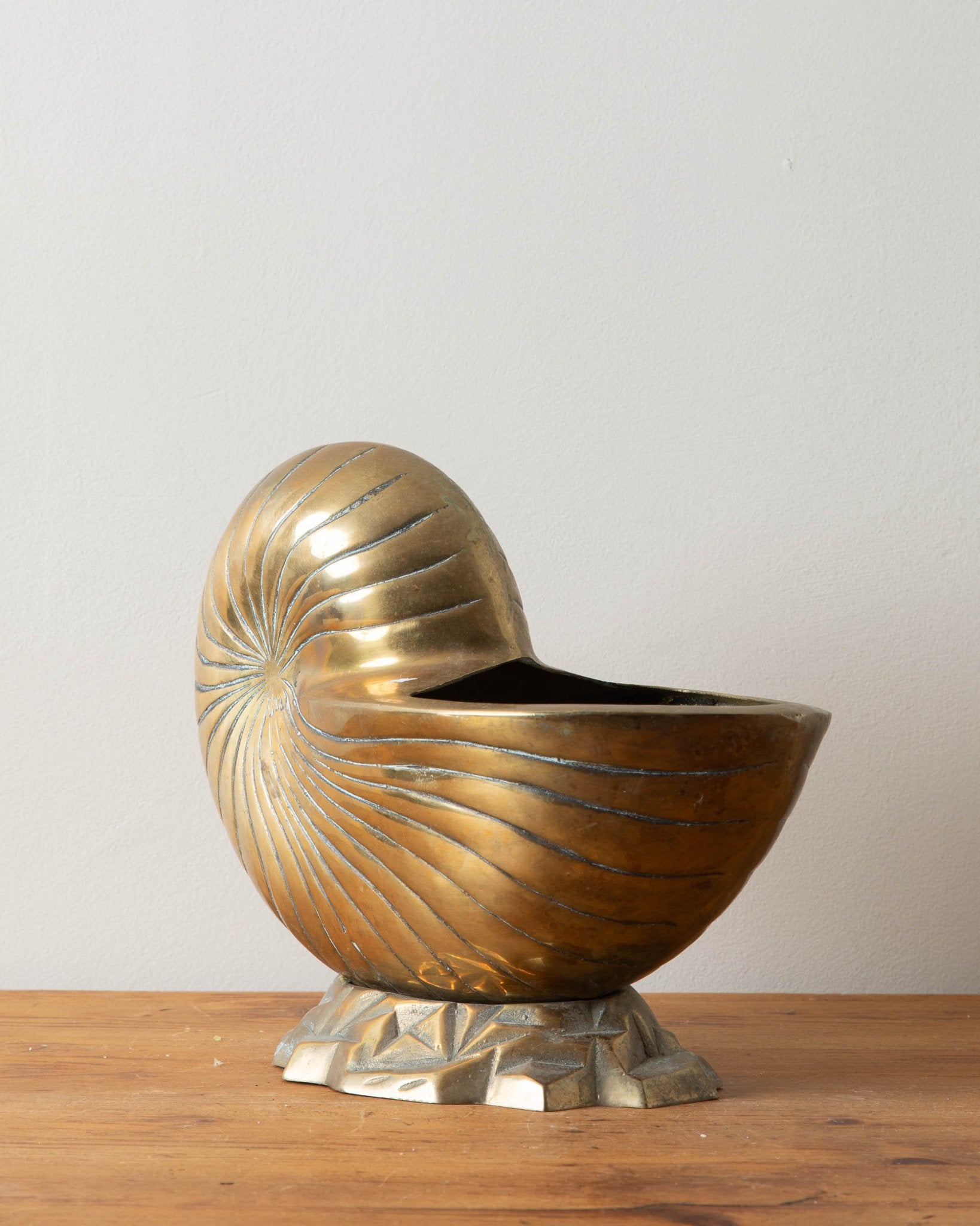 Mid Century Solid Brass Shell Pot - Lone Fox