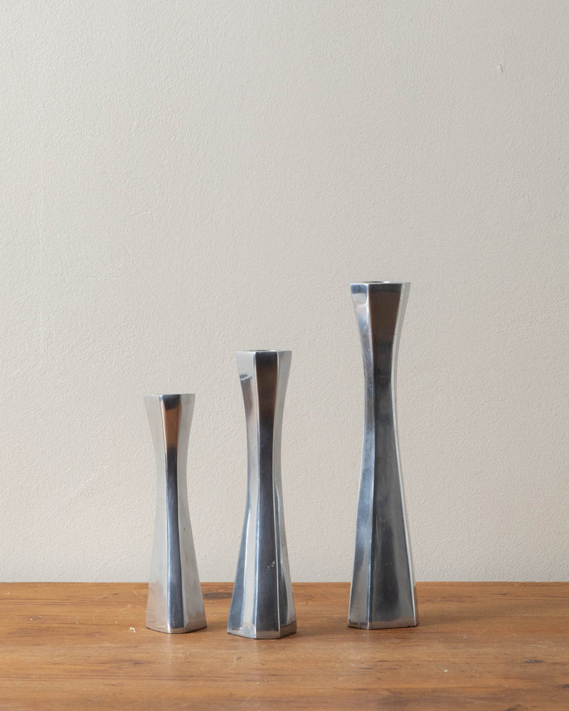 Mid Century Steel Taper Candle Holders (trio) - Lone Fox