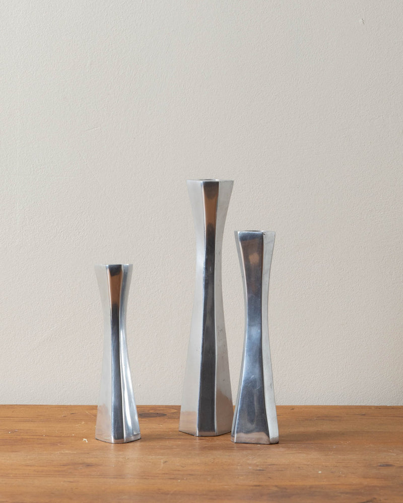 Mid Century Steel Taper Candle Holders (trio) - Lone Fox