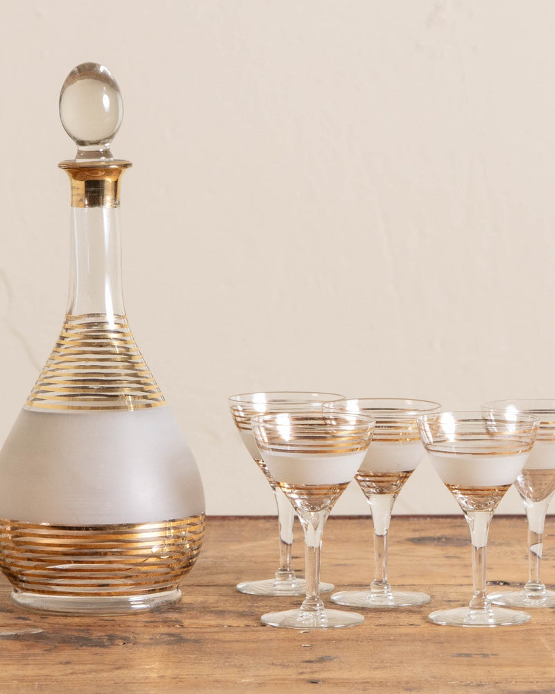 Mid Century Striped Glass Cocktail Set (6 pcs) - Lone Fox