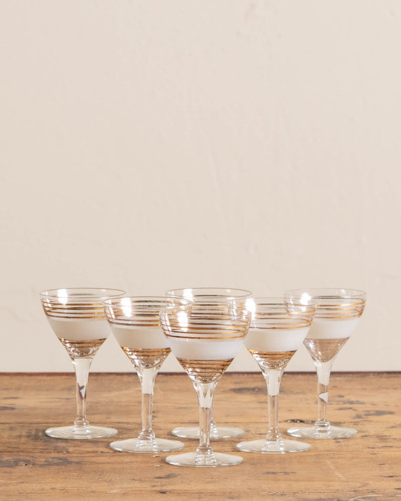 Mid Century Striped Glass Cocktail Set (6 pcs) - Lone Fox