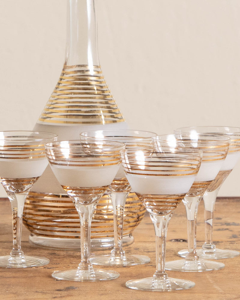 Mid Century Striped Glass Cocktail Set (6 pcs) - Lone Fox
