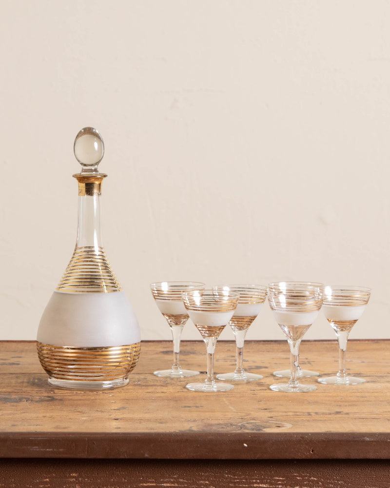 Mid Century Striped Glass Cocktail Set (6 pcs) - Lone Fox