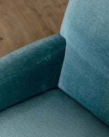 Mid Century Teal Mohair Sofa w/ Rope Trim, Denmark, 1960's - Lone Fox