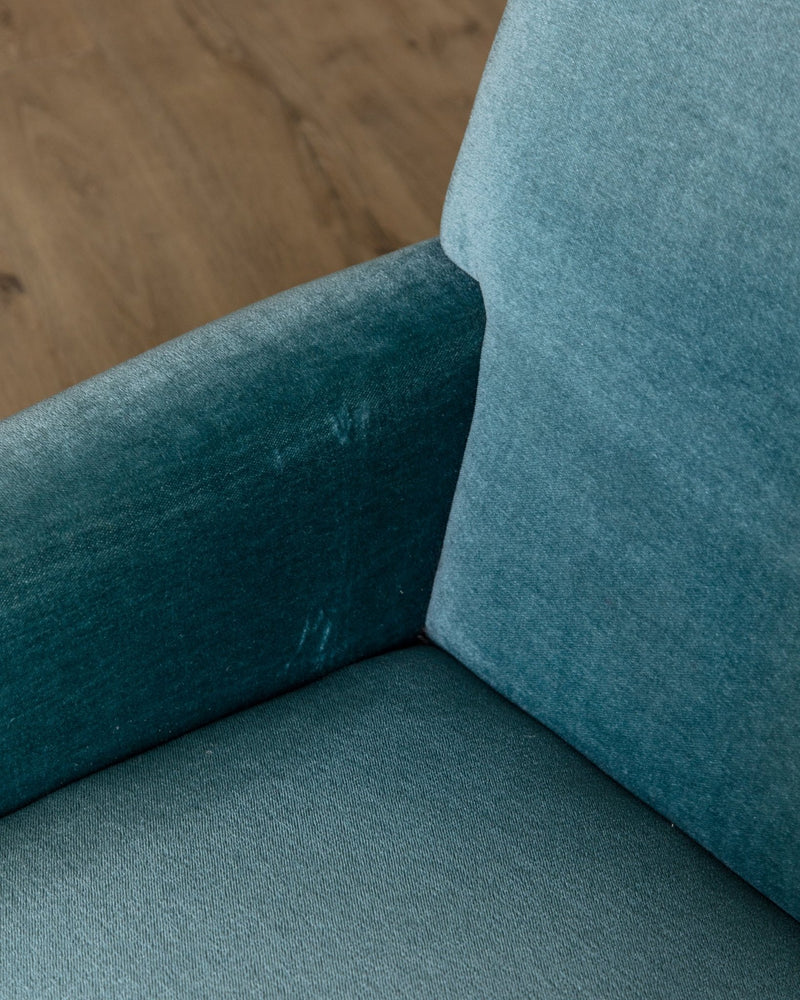 Mid Century Teal Mohair Sofa w/ Rope Trim, Denmark, 1960's - Lone Fox