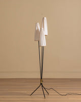 Mid Century Tripod Floor Lamp w/ Fabric Shades, Sweden, 1950's - Lone Fox