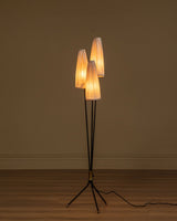 Mid Century Tripod Floor Lamp w/ Fabric Shades, Sweden, 1950's - Lone Fox