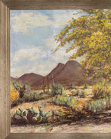 Midcentury Desert Landscape Oil Painting by Miller - Lone Fox