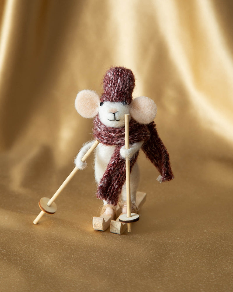 Mini Wool Felt Skiing Mouses - Lone Fox