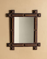 Tramp Art Cross-Corner Mirror with Gold Detail, 25" - Lone Fox