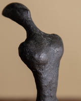 Modernist Bronze Figural Sculpture on Oak Base, 1960's - Lone Fox