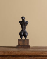 Modernist Bronze Figural Sculpture on Oak Base, 1960's - Lone Fox