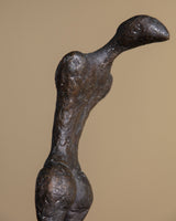 Modernist Bronze Figural Sculpture on Oak Base, 1960's - Lone Fox