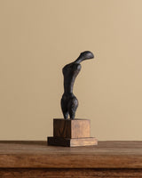 Modernist Bronze Figural Sculpture on Oak Base, 1960's - Lone Fox