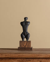 Modernist Bronze Figural Sculpture on Oak Base, 1960's - Lone Fox