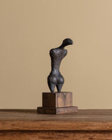 Modernist Bronze Figural Sculpture on Oak Base, 1960's - Lone Fox