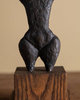 Modernist Bronze Figural Sculpture on Oak Base, 1960's - Lone Fox