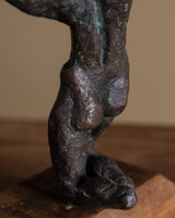 Modernist Bronze Figure Study on Wood Plinth, 1960's - Lone Fox