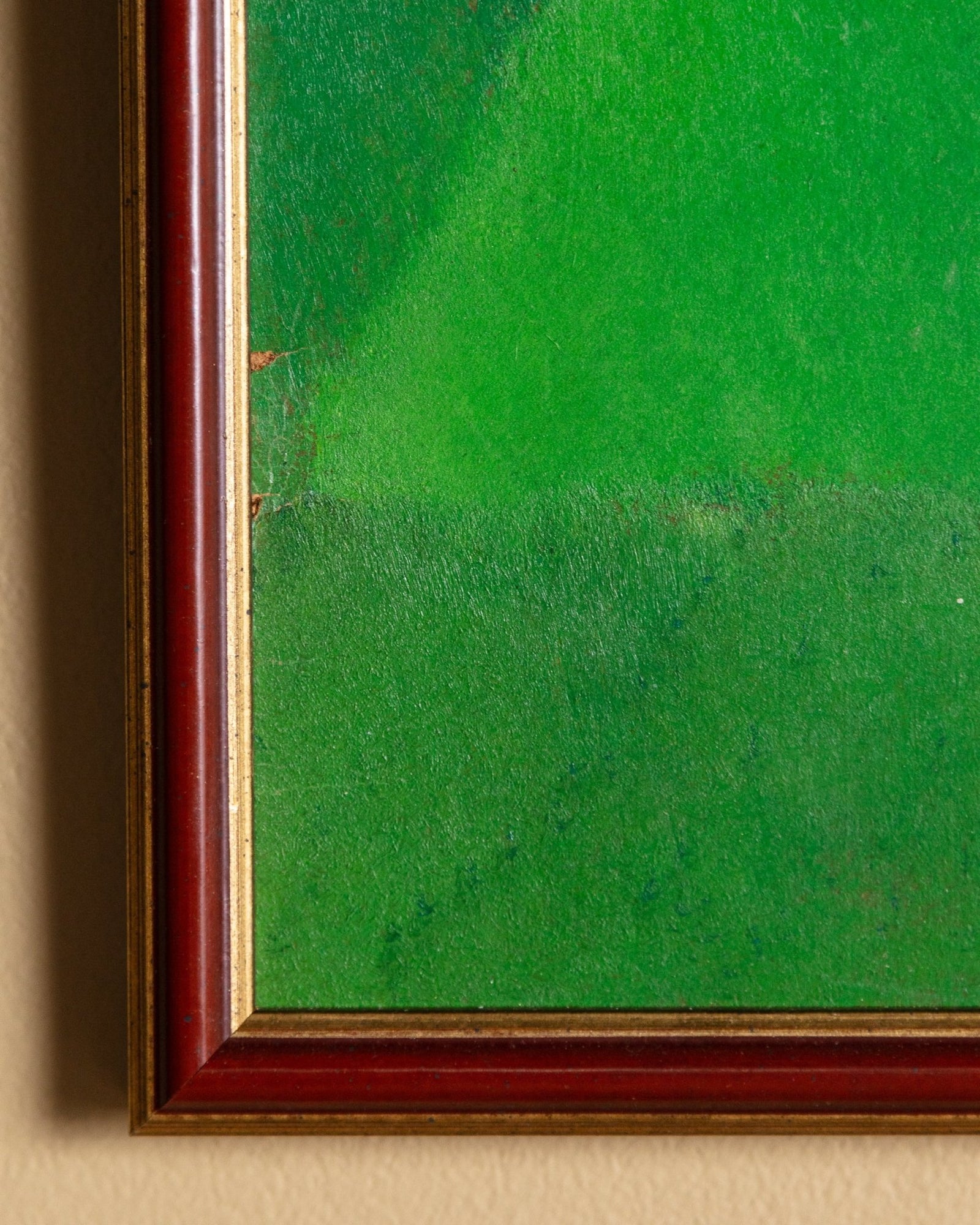 20世紀イタリア画家推定Forli作ドイツ・バンベルク風景額装パステル画「黄昏」 Modernist Green Hills Village Landscape by Romano Ocri da Feltre
