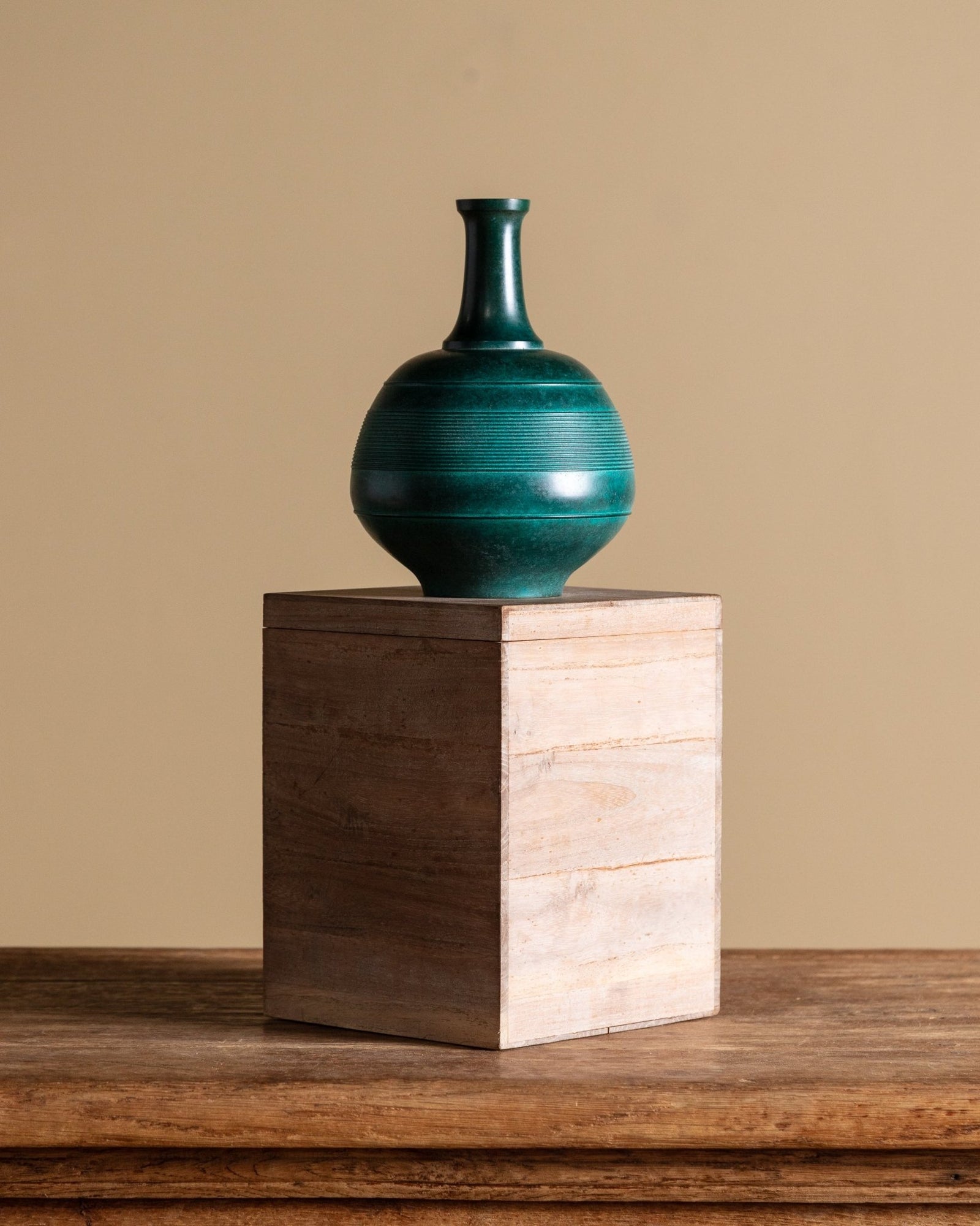 Modernist Green Patinated Bronze Vase, Japanese, 1970s – Lone Fox
