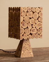 Modernist Pine Slice Table Lamp, Sweden, 1970s - Lone Fox