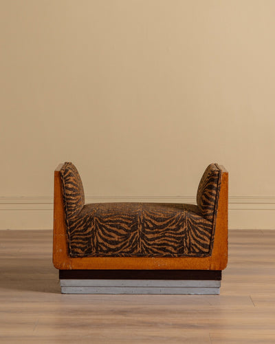Modernist Single Seat Bench in Zebra Chenille, Italy, 1970s - Lone Fox