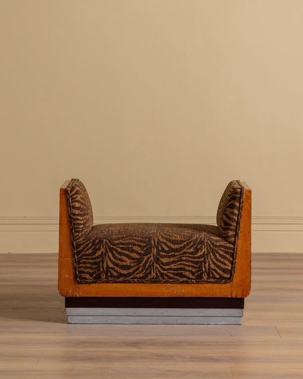 Modernist Single Seat Bench in Zebra Chenille, Italy, 1970s - Lone Fox