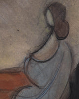 Modernist Study of a Seated Woman, Pastel on Paper, 1960's - Lone Fox