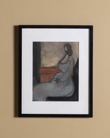 Modernist Study of a Seated Woman, Pastel on Paper, 1960's - Lone Fox