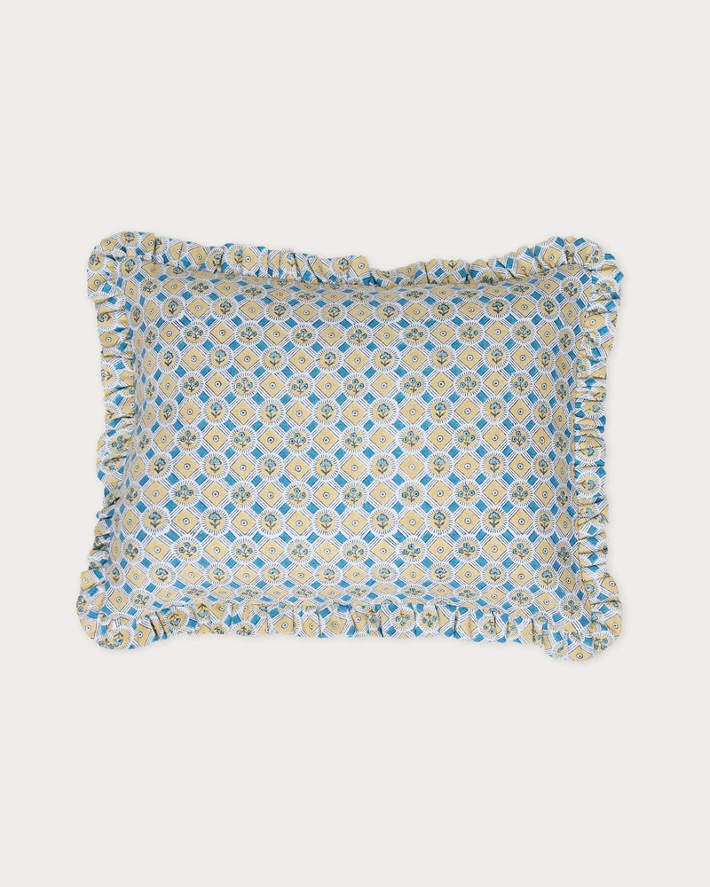 Monte Carlo Block Print Ruffled Pillow Cover - Lone Fox