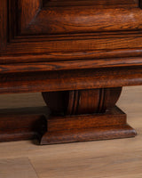 Monumental Carved Oak Paneled Sideboard Manner of Charles Dudouyt, France, 1940's - Lone Fox