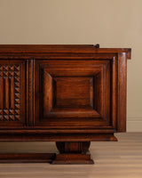 Monumental Carved Oak Paneled Sideboard Manner of Charles Dudouyt, France, 1940's - Lone Fox