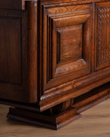 Monumental Carved Oak Paneled Sideboard Manner of Charles Dudouyt, France, 1940's - Lone Fox