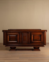 Monumental Carved Oak Paneled Sideboard Manner of Charles Dudouyt, France, 1940's - Lone Fox