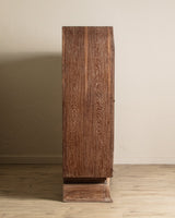 Monumental Cerused Oak Two Door Armoire w/ Mirror, Manner of Jaques Adnet, France, 1940's - Lone Fox