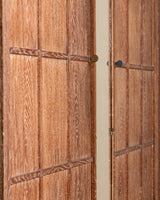 Monumental Cerused Oak Two Door Armoire w/ Mirror, Manner of Jaques Adnet, France, 1940's - Lone Fox