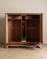 Monumental Cerused Oak Two Door Armoire w/ Mirror, Manner of Jaques Adnet, France, 1940's - Lone Fox