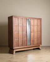Monumental Cerused Oak Two Door Armoire w/ Mirror, Manner of Jaques Adnet, France, 1940's - Lone Fox