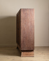 Monumental Cerused Oak Two Door Armoire w/ Mirror, Manner of Jaques Adnet, France, 1940's - Lone Fox