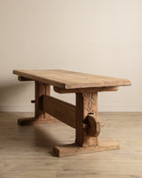 Monumental Raw Oak Brutalist Mortis & Tenon Dining Table, Europe, 1950's - Lone Fox