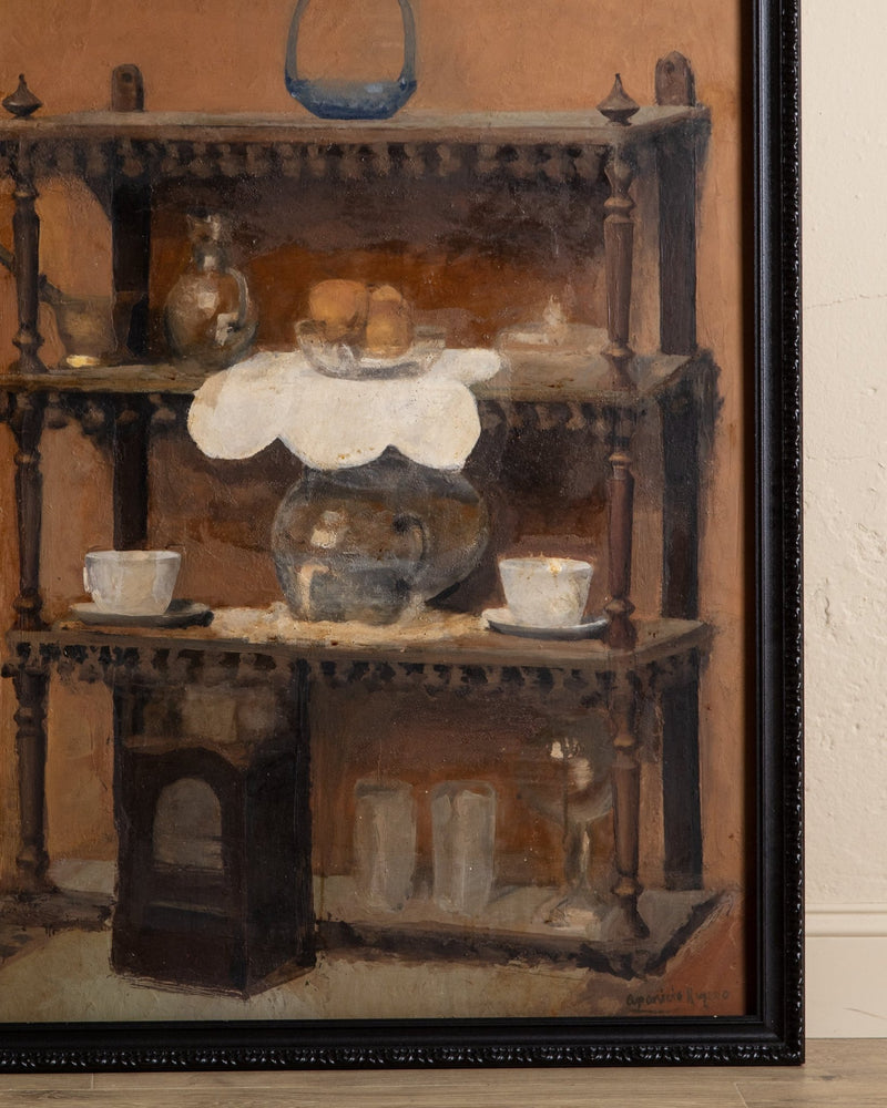 Monumental Still Life Oil on Board by Ricardo Aparicio Reyero, France, 1910 - Lone Fox