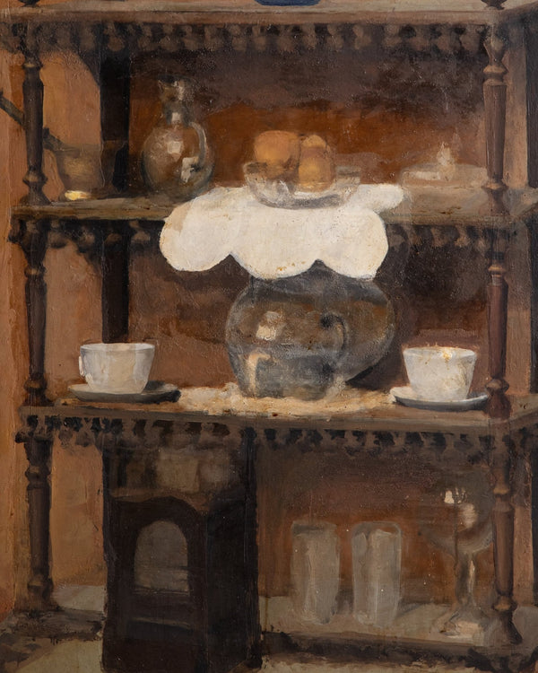 Monumental Still Life Oil on Board by Ricardo Aparicio Reyero, France, 1910 - Lone Fox
